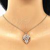 Oro Laminado Pendant Necklace, Gold Filled Style Leaf Design, with White Cubic Zirconia, Polished, Golden Finish, 04.213.0178.20 (02 MM Thickness, 20 Inches Length)