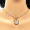 Oro Laminado Pendant Necklace, Gold Filled Style Flower Design, with White Cubic Zirconia, Polished, Golden Finish, 04.213.0179.20 (02 MM Thickness, 20 Inches Length)