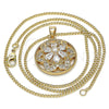 Oro Laminado Pendant Necklace, Gold Filled Style Flower Design, with White Cubic Zirconia, Polished, Golden Finish, 04.213.0179.20 (02 MM Thickness, 20 Inches Length)