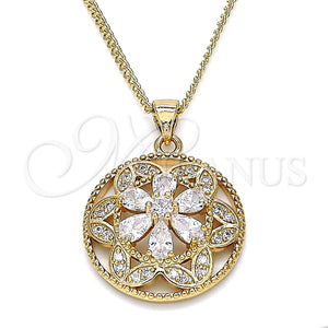 Gold Filled Necklace — Pendant Necklace Flower Design with White Cubic Zirconia — main product view — SKU 132683 | Oro Laminado collar — Pendant Necklace flor diseño with blanco Cubic Zirconia — SKU 132683