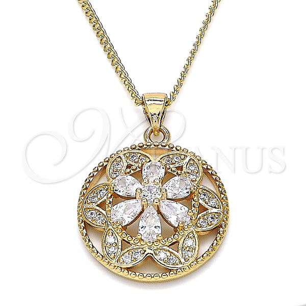 Gold Filled Necklace — Pendant Necklace Flower Design with White Cubic Zirconia — main product view — SKU 132683 | Oro Laminado collar — Pendant Necklace flor diseño with blanco Cubic Zirconia — SKU 132683