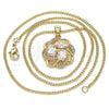 Oro Laminado Pendant Necklace, Gold Filled Style Flower Design, with White Cubic Zirconia and White Micro Pave, Polished, Golden Finish, 04.213.0180.20 (02 MM Thickness, 20 Inches Length)