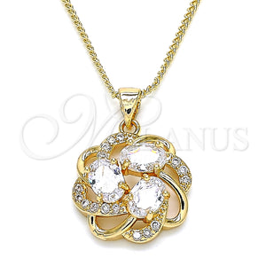 Gold Filled Necklace — Pendant Necklace Flower Design with White Cubic Zirconia — main product view — SKU 132684 | Oro Laminado collar — Pendant Necklace flor diseño with blanco Cubic Zirconia — SKU 132684