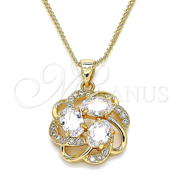 Gold Filled Necklace — Pendant Necklace Flower Design with White Cubic Zirconia — main product view — SKU 132684 | Oro Laminado collar — Pendant Necklace flor diseño with blanco Cubic Zirconia — SKU 132684