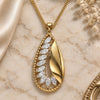 Oro Laminado Pendant Necklace, Gold Filled Style Teardrop Design, with White Cubic Zirconia and White Micro Pave, Polished, Golden Finish, 04.213.0181.20 (02 MM Thickness, 20 Inches Length)