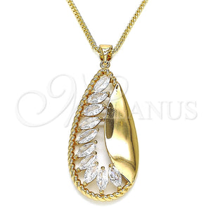Gold Filled Necklace — Pendant Necklace Teardrop Design with White Cubic Zirconia — main product view — SKU 132685 | Oro Laminado collar — Pendant Necklace Teardrop diseño with blanco Cubic Zirconia — SKU 132685