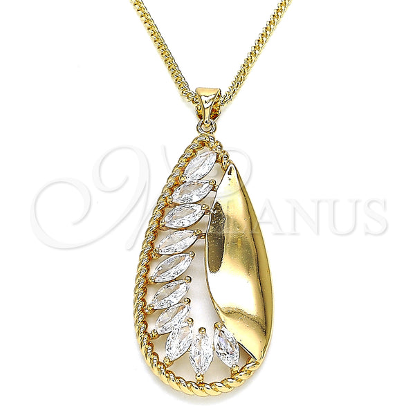 Gold Filled Necklace — Pendant Necklace Teardrop Design with White Cubic Zirconia — main product view — SKU 132685 | Oro Laminado collar — Pendant Necklace Teardrop diseño with blanco Cubic Zirconia — SKU 132685