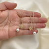 Oro Laminado Threader Earring, Gold Filled Style Butterfly Design, with Pink Crystal, Polished, Golden Finish, 02.253.0005.3