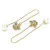 Oro Laminado Threader Earring, Gold Filled Style Butterfly Design, with Pink Crystal, Polished, Golden Finish, 02.253.0005.3