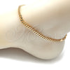 Oro Laminado Basic Anklet, Gold Filled Style Miami Cuban Design, Polished, Golden Finish, 04.63.1397.10 (120 Gauge, Thickness, 10 Inches Length)