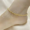 Oro Laminado Basic Anklet, Gold Filled Style Miami Cuban Design, Polished, Golden Finish, 04.63.1397.10 (120 Gauge, Thickness, 10 Inches Length)