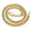 Oro Laminado Basic Anklet, Gold Filled Style Miami Cuban Design, Polished, Golden Finish, 04.63.1397.10 (120 Gauge, Thickness, 10 Inches Length)