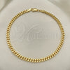 Oro Laminado Basic Anklet, Gold Filled Style Miami Cuban Design, Polished, Golden Finish, 04.63.1397.10 (120 Gauge, Thickness, 10 Inches Length)