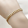 Oro Laminado Basic Bracelet, Gold Filled Style Miami Cuban Design, Polished, Golden Finish, 04.63.1398.08 (160 Gauge, 06 MM Thickness, 8 Inches Length)