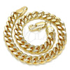 Oro Laminado Basic Bracelet, Gold Filled Style Miami Cuban Design, Polished, Golden Finish, 04.63.1398.08 (160 Gauge, 06 MM Thickness, 8 Inches Length)