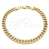 Oro Laminado Basic Bracelet, Gold Filled Style Miami Cuban Design, Polished, Golden Finish, 04.63.1398.08 (160 Gauge, 06 MM Thickness, 8 Inches Length)
