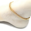 Oro Laminado Basic Anklet, Gold Filled Style Miami Cuban Design, Polished, Golden Finish, 04.63.1398.10 (160 Gauge, 06 MM Thickness, 10 Inches Length)
