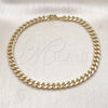 Oro Laminado Basic Anklet, Gold Filled Style Miami Cuban Design, Polished, Golden Finish, 04.63.1398.10 (160 Gauge, 06 MM Thickness, 10 Inches Length)