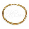Oro Laminado Basic Anklet, Gold Filled Style Miami Cuban Design, Polished, Golden Finish, 04.63.1398.10 (160 Gauge, 06 MM Thickness, 10 Inches Length)