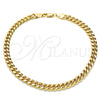 Oro Laminado Basic Anklet, Gold Filled Style Miami Cuban Design, Polished, Golden Finish, 04.63.1398.10 (160 Gauge, 06 MM Thickness, 10 Inches Length)