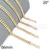 Oro Laminado Basic Necklace, Gold Filled Style Miami Cuban Design, Polished, Golden Finish, 04.63.1398.20 (160 Gauge, 06 MM Thickness, 20 Inches Length)