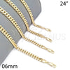 Oro Laminado Basic Necklace, Gold Filled Style Miami Cuban Design, Polished, Golden Finish, 04.63.1398.24 (160 Gauge, 06 MM Thickness, 24 Inches Length)