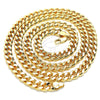 Oro Laminado Basic Necklace, Gold Filled Style Miami Cuban Design, Polished, Golden Finish, 04.63.1399.30 (08 MM Thickness, 30 Inches Length)