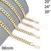 Oro Laminado Basic Necklace, Gold Filled Style Miami Cuban Design, Polished, Golden Finish, 04.63.1399.30 (08 MM Thickness, 30 Inches Length)