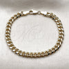 Oro Laminado Basic Bracelet, Gold Filled Style Miami Cuban Design, Polished, Golden Finish, 04.63.1400.07 (160 Gauge, 06 MM Thickness, 8 Inches Length)