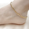 Oro Laminado Basic Anklet, Gold Filled Style Miami Cuban Design, Polished, Golden Finish, 04.63.1400.10 (160 Gauge, 06 MM Thickness, 10 Inches Length)