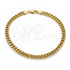Oro Laminado Basic Anklet, Gold Filled Style Miami Cuban Design, Polished, Golden Finish, 04.63.1400.10 (160 Gauge, 06 MM Thickness, 10 Inches Length)