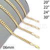 Oro Laminado Basic Necklace, Gold Filled Style Miami Cuban Design, Polished, Golden Finish, 04.63.1400.24 (160 Gauge, 06 MM Thickness, 24 Inches Length)
