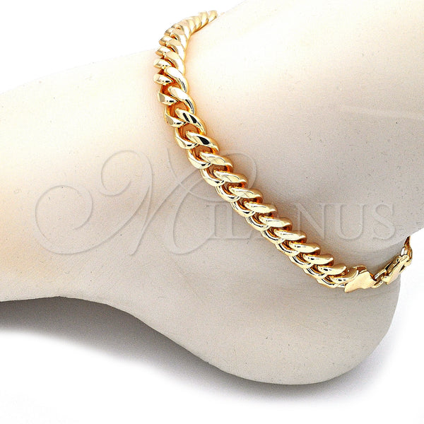 Gold Filled Anklet — Basic Anklet Miami Cuban Design Polished 5. Gauge — alternate product view — SKU 132729 | Oro Laminado tobillera — básico Anklet Miami Cuban diseño pulido 5. Gauge — SKU 132729
