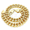 Oro Laminado Basic Anklet, Gold Filled Style Miami Cuban Design, Polished, Golden Finish, 5.223.010.10 (230 Gauge, 08 MM Thickness, 10 Inches Length)