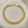 Oro Laminado Basic Anklet, Gold Filled Style Miami Cuban Design, Polished, Golden Finish, 5.223.010.10 (230 Gauge, 08 MM Thickness, 10 Inches Length)