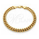 Oro Laminado Basic Anklet, Gold Filled Style Miami Cuban Design, Polished, Golden Finish, 5.223.010.10 (230 Gauge, 08 MM Thickness, 10 Inches Length)