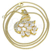 Oro Laminado Pendant Necklace, Gold Filled Style Swan Design, with White Cubic Zirconia, Polished, Golden Finish, 04.283.0016.20 (02 MM Thickness, 20 Inches Length)