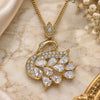 Oro Laminado Pendant Necklace, Gold Filled Style Swan Design, with White Cubic Zirconia, Polished, Golden Finish, 04.283.0016.20 (02 MM Thickness, 20 Inches Length)