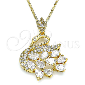 Gold Filled Necklace — Pendant Necklace Swan Design with White Cubic Zirconia — main product view — SKU 132741 | Oro Laminado collar — Pendant Necklace Swan diseño with blanco Cubic Zirconia — SKU 132741