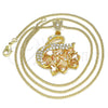 Oro Laminado Pendant Necklace, Gold Filled Style Swan Design, with Champagne and White Cubic Zirconia, Polished, Golden Finish, 04.283.0016.1.20 (02 MM Thickness, 20 Inches Length)