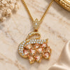 Oro Laminado Pendant Necklace, Gold Filled Style Swan Design, with Champagne and White Cubic Zirconia, Polished, Golden Finish, 04.283.0016.1.20 (02 MM Thickness, 20 Inches Length)