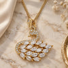 Oro Laminado Pendant Necklace, Gold Filled Style Swan Design, with White Cubic Zirconia, Polished, Golden Finish, 04.283.0017.20 (02 MM Thickness, 20 Inches Length)
