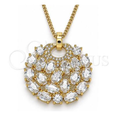 Oro Laminado Pendant Necklace, Gold Filled Style with White Cubic Zirconia, Polished, Golden Finish, 04.283.0019.20 (02 MM Thickness, 20 Inches Length)