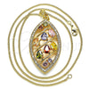 Oro Laminado Pendant Necklace, Gold Filled Style Leaf and Teardrop Design, with Multicolor Cubic Zirconia, Polished, Golden Finish, 04.283.0020.20 (02 MM Thickness, 20 Inches Length)