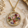 Oro Laminado Pendant Necklace, Gold Filled Style Butterfly and Dragon-Fly Design, with Multicolor Cubic Zirconia, Polished, Golden Finish, 04.283.0022.1.20 (02 MM Thickness, 20 Inches Length)
