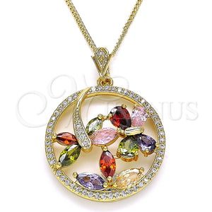 Gold Filled Necklace — Pendant Necklace Butterfly and Dragon-Fly Design with Multicolor — main product view — SKU 132753 | Oro Laminado collar — Pendant Necklace Butterfly and Dragon-Fly diseño with Multicolor — SKU 132753