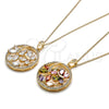 Oro Laminado Pendant Necklace, Gold Filled Style Butterfly and Dragon-Fly Design, with Multicolor Cubic Zirconia, Polished, Golden Finish, 04.283.0022.1.20 (02 MM Thickness, 20 Inches Length)