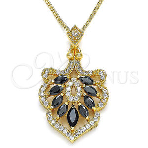 Gold Filled Necklace — Pendant Necklace Leaf Design with Black and White — main product view — SKU 132755 | Oro Laminado collar — Pendant Necklace Leaf diseño with negro and blanco — SKU 132755
