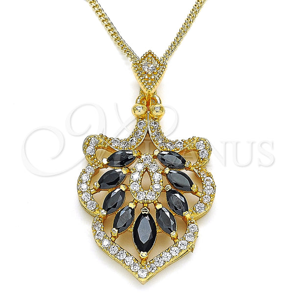 Gold Filled Necklace — Pendant Necklace Leaf Design with Black and White — main product view — SKU 132755 | Oro Laminado collar — Pendant Necklace Leaf diseño with negro and blanco — SKU 132755
