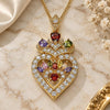 Oro Laminado Pendant Necklace, Gold Filled Style Heart and Teardrop Design, with Multicolor Cubic Zirconia, Polished, Golden Finish, 04.283.0026.2.20 (02 MM Thickness, 20 Inches Length)
